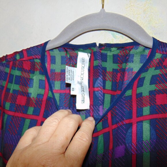 Vintage Anne Crimmins For Umi Collections Blouse Silk Abstract Geometric 10 Boho - Picture 6 of 12
